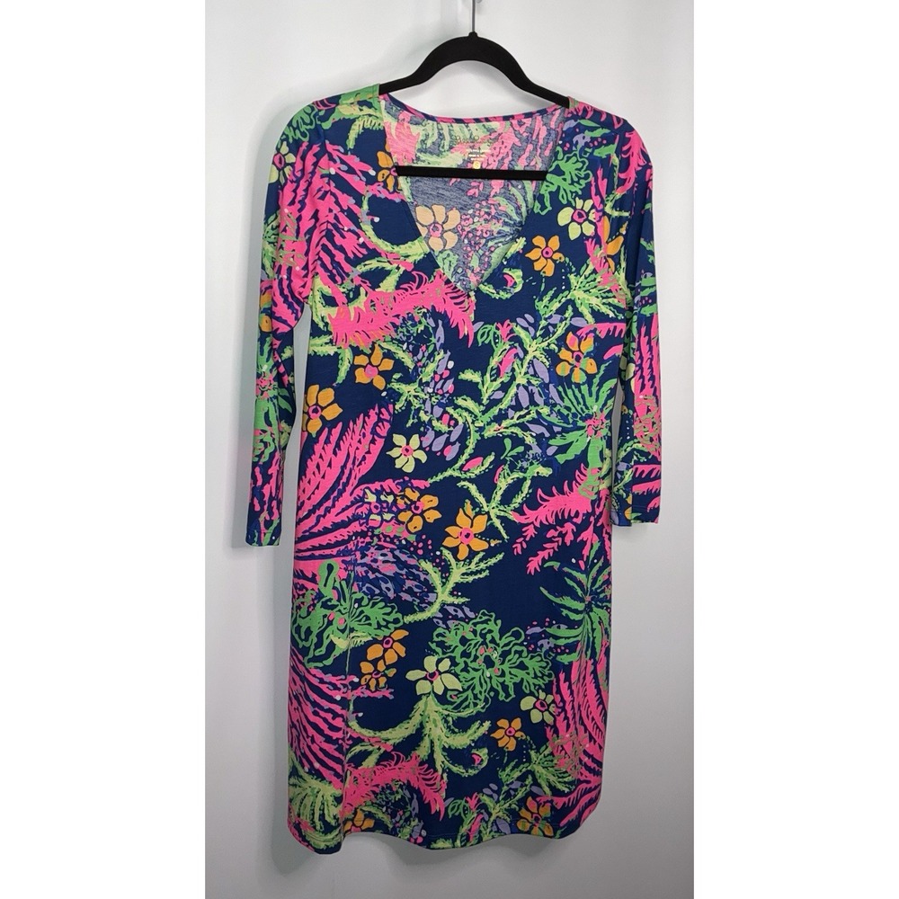Lilly Pulitzer Erin Dress‎ SMALL Indigo All A Glow Soft Pima Cotton Jersey Knit